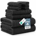 Casa Platino 100% Cotton Bath Towel Pack of 8 - Soft, Quick Dry & Highly Absorbent - 2 Bath, 4 Washcloths, 2 Hand Towels for Bathroom - Durable, Premium Quality & Ideal Gift for Him - Midnight Black