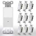 CML 10 Pack Single Pole Illuminated Light Switch with Cool White LED Nightlight, Decorator Paddle Rocker Wall Lighted Switch, Automatic On/Off Sensor, 15A 120V, ETL Listed, White