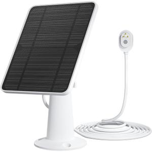 Solar Panel Charger Compatible with Arlo Pro 5S/Pro 4/Pro 3/Pro 3 Floodlight/Ultra/Ultra 2 Camera, 6V 4.5W Solar Panels Charging IP65 Weatherproof w/ 9.8ft Charging Cable Adjustable Wall Mount, 1 Pack