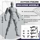 Ceenna Body Set, Action Figure Wireframe Adjustable Articulated Drawing Model Manikin Art Mannequin Figure for Artists Designers Sculptors Sketching Painting, Gray with Black Lines
