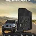 3W Floor Mats Compatible for Jeep Gladiator 2020-2024, TPE All Weather Custom Fit Floor Liner for Jeep Gladiator,1st & 2nd Row Full Set Car Liners with Grey Logo, Black