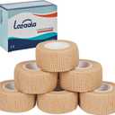 6 Pack,1 x 5 Yards Self Adhesive Bandage Wraps for Sports, Cohesive Bandages,Atheletic Tape for Wrist, Ankle, Hand, Leg,Skin Color,Vet Wrap