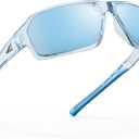 KastKing Chippewa Polarized Fishing Sunglasses, UV400 Protection Full Wrap Frame Sports Cycling Sunglasses, 1.0mm TAC Lenses (D: Gloss Tal Light Blue Frame, Ice Blue Mirror)