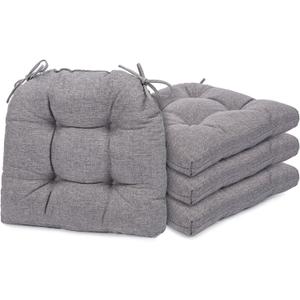 Chair Cushions for Dining Chairs, 4 Pack Soft and Comfortable Chair Cushions Pads with Ties, Seat Cushions for Kitchen ChairsDining Room (4 Pack 17x16, Light Gray)