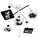 Montessori Mobile, Black and White Mobile for Baby with Music Box - Woodland Baby Crib Mobile for Boys Girls, High Contrast Baby Mobile for Crib with Bear, Deer, Fox, Owl & Raccoon