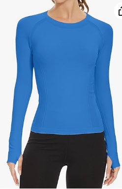 MathCat Workout Shirts for Women Long Sleeve, Workout Tops for Women, Quick Dry Gym Athletic Tops Seamless Yoga Shirts (Medium, Light Blue)