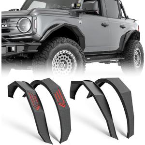 YZONA Front & Rear Steel Fender Flares Kit Compatible with 2021 2022 2023 2024 2025 Ford Bronco 2/4 Doors, Off-Road Heavy Duty Wheel Fenders Textured Black Finish (NOT for Bronco Sport or Raptor)