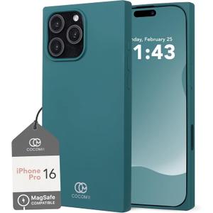 Cocomii - Rectangle Case Compatible with iPhone 16 Pro - Compatible with MagSafe, Soft Touch Silicone, Microfiber Lining, Magnetic Phone Case for iPhone 16 Pro 6.3 inch, Clover Green