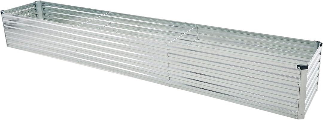 12x2x1.5ft Galvanized Raised Garden Bed, Outdoor Planter Box Metal Patio Kit Planting Bed for Vegetables Flowers Herb, Silver