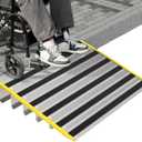 6" Rise Door Threshold Ramps for Doorways, Stable Yellow Edge, Aluminum Wheelchair Ramp for Home Steps, Adjustable Modular Entry Ramp for Scooters, Power Chairs, 880LBS Load Capacity