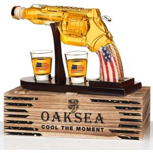 Gifts for Men Dad, Unique Christmas Anniversary Birthday Gift for Him Husband, 9 Oz Whiskey Decanter Set with 2 Oz Shot Glasses, Cool Persinalized Presents dispenser for Home Bar