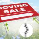3 Pack Moving Sale Sign Kit 12 x 16 Inch Double Sided Yard Sale Signs with Stakes Corrugated Plastic Estate Sale Signs with Directional Arrows for Real Estate Agents Supplies (Red)