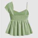 SOLY HUX Women's Summer Tops Asymmetrical Straps Ruffle Sleeveless Babydoll Top Summer Going Out Cami Top (L)