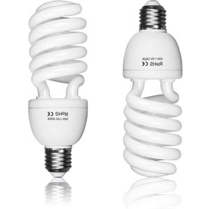 EMART Full Spectrum Light Bulb, 2 x 45W 5500K Spiral CFL Daylight for Photography Photo Video Studio, Softbox Lighting Kit, Household Use, Portrait Shooting