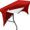 Peomeise 6FT Christmas Spandex Table Cover Rectangular Stretch Spandex Tablecloth (Red,6FT)