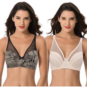 Curve Muse Women's Plus Size Minimizer Unlined Underwire Full Coverage Bra 48 B