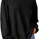 WIHOLL Womens Long Sleeve Shirts Fall Tops Casual Crewneck Loose with Pocket Trendy Clothes (Medium, Basic Black)