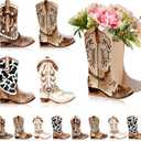 12 Set Western Boots Flower Boxes Centerpiece Boot Shape Gift Boxes Party Decoration Vase Centerpieces for Tables Boots Rodeo Birthday Baby Shower Supplies (Western,Cowboy Cow)