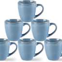 GBHOME Ceramic Coffee Mugs Set of 6, 12oz Stoneware Coffee Mugs Set For Dad Mom Women MEN, Light Weight Coffee Cups for Latte/Tea/Beer/Hot Cocoa, Dishwasher & Microwave Safe (Alaskan Blue)