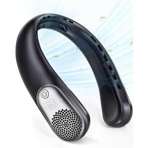 Portable Neck Fans that Blow Cold Air, 3 Speed Settings, Wearable Bladeless Neck Fan, Rechargeable 360Personal Fan Neck Cooler with 4000mAh Battery, Lightweight and QuietBirthday Gift for Women (Black)