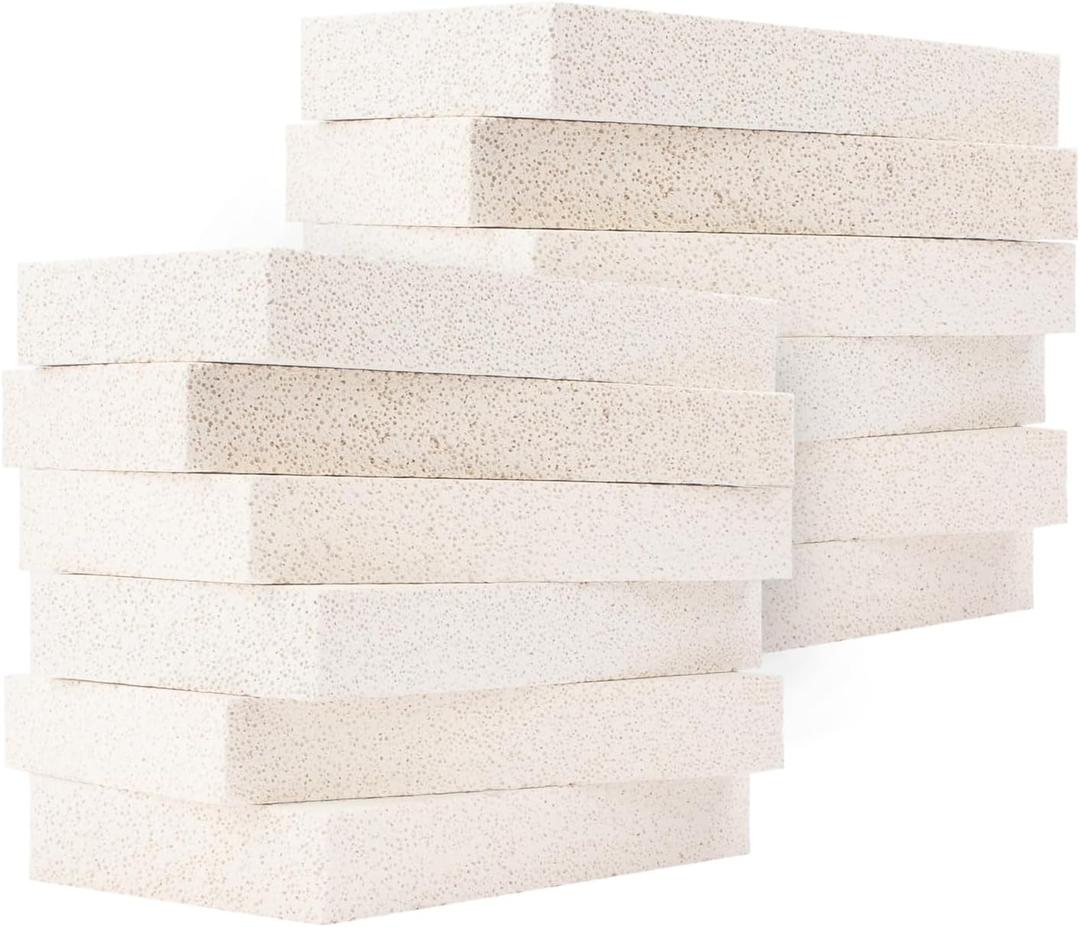12 Pieces Insulating Fire Brick for Ovens, Kilns, Fireplaces, 9" x 4.5" x 1.25"