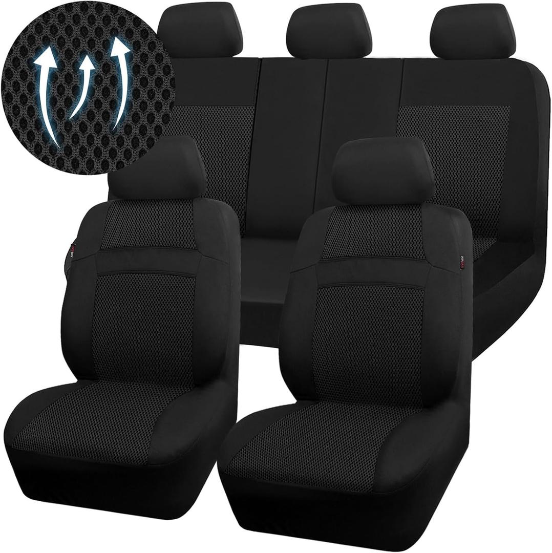 CAR PASS Seat Cover Full Sets, 3D Air Mesh Car Seat Cover with 5mm Composite Sponge Inside,Airbag Compatible Universal Fit for SUV,Vans,sedans, Trucks, Automotive Interior Covers(All Black) CAR PASS Seat Cover Full Sets, 3D Air Mesh Car Seat Cover with 5mm Composite Sponge Inside,Airbag Compatible Universal Fit for SUV,Vans,sedans, Trucks, Automotive Interior Covers(All Black)