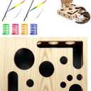 Cat Scratch Puzzle Enrichment Box, Wooden Interactive Cat Toy Nail File Box