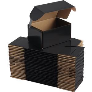 Hoikwo 25 Pack 6x4x3 Shipping Boxes for Small Business, Black Packaging Cardboard Boxes, Moving Mailing Packing Box