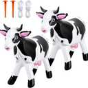 Liliful 2 Pcs 37" Long Inflatable Cow Decorations 21" Tall Giant Blow up Cow Western Party Decorations Inflatable Gifts for Pool Party Decoration Animals Theme Birthday Indoor Outdoor Decor
