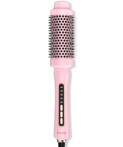 Farery 1.75 Inch Thermal Brush, Heated Round Brush for Blowout Look on Medium Length Hair, Ceramic Barrel Styling Brush, 5 Heat Settings, Anti-Scald Cool Tip, Auto Shut-Off, Dual Voltage Travel, Pink
