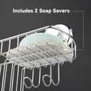 HASKO Suction Cup Shower Caddy Basket for Shampoo, Shower Suction Shelf Organizer, Basket with Soap Holder and Hooks, Stainless Steel Shampoo Holder for Bathroom Storage, Chrome
