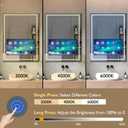 Haocrown 24x32 Inch Smart Bathroom Mirror with 21.5" Hidden Touchscreen, Android System, Built-in Speakers, Clock & Weather, 3 Color Dimmable LED, Anti-Fog, WiFi Bluetooth HDMI, Wall Mounted