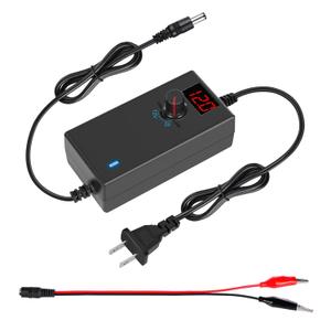 3V-12V 3A 36W Power Supply Adjustable DC 3V 5V 6V 9V 12V Variable Universal AC/DC Adapter with LED Display, 100V-240V AC to 3V-12V DC Converter 3000mA Max with 5.5x2.1/2.5mm Female to Alligator Clip