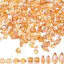 Kigeli 1280 Pcs Glass Beads Bulk Assorted Crystal Beads for Jewelry Making Faceted Teardrop Rondelle Briolette for DIY Crafts Necklace Wristband Earring Kit(Champagne Gold)