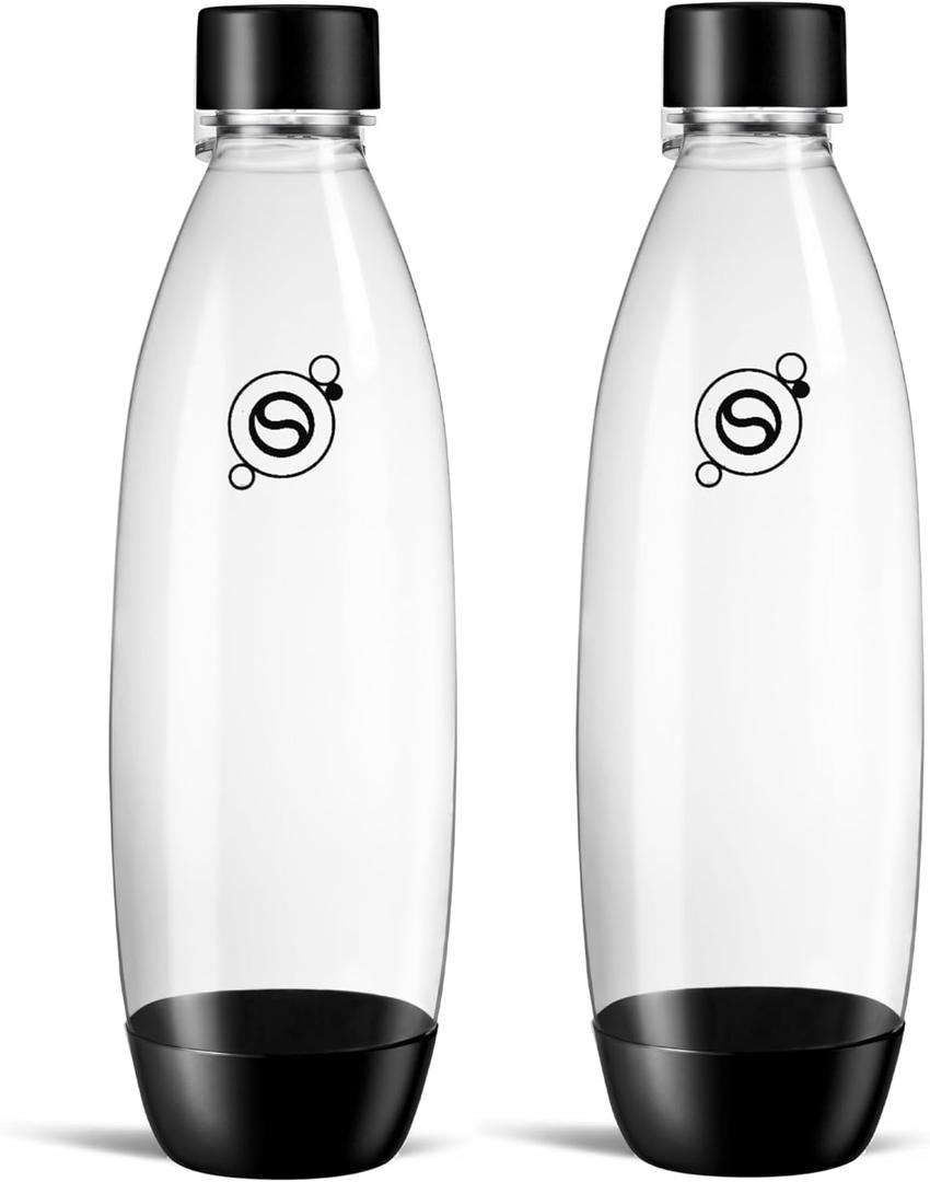 Sodastream 1L Twin Pack Dishwasher Safe Slim Bottle (Black)