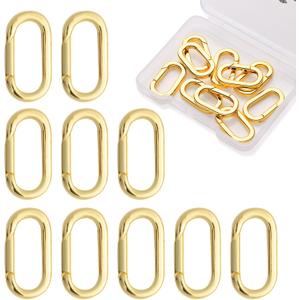 10pcs 14K Gold Plated Oval Clasps,Jewelry Clasps,Gold Paper Clip Clasps,DIY Bracelets Necklaces Jewelry Making and Repairing (Gold-14mm)