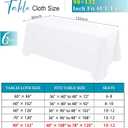 Kesfey 6 Packs White Polyester Table Cloths 90 x132 inch Rectangle High Density Tablecloth Fabric Tablecover for 6 Foot Tables Wrinkle Resistant Washable Table Cloth for Wedding Celebration Buffet