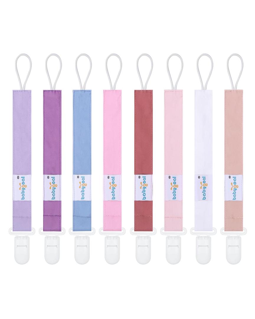 Babygoal Baby Girl Pacifier Clips 8 Pack, Pacifier Holder Clip Fits Most Pacifier and Binkies-Neutral Color (Solid Color 02)