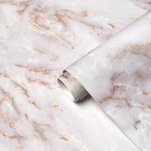 Cohoo Home Marble Contact Paper for Countertops Marble Peel and Stick Wallpaper Removable Self Adhesive Wallpaper Matte Peel and Stick Countertops Kitchen Cabinet Waterproof 15.7inW 393inL White/Gold
