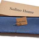 Solino Home Fringe Linen Placemats Set of 4 - Vintage Blue Placemats 14 x 19 Inch - 100% Pure Linen Table Mats for Spring, Summer, Mothers Day