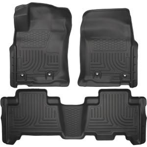 Husky Liners Weatherbeater Floor Mats | Fits 2013 - 2024 Toyota 4Runner; 2014 - 2024 Lexus GX460 | Front & 2nd Row, 3-pc Black - 99571