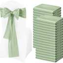 Pesonlook 100Pcs Satin Chair Sashes Ties, Sage Green Satin Chair Sashes Bows Chair Cover Back Tie Supplies for Wedding Reception Events Banquets Party, Hotel Event, Chairs Decoration