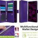 Varikke for Samsung Galaxy S24 Ultra Wallet Case Detachable with RFID Blocking Card Holder for Women, Glitter PU Leather Strap Wrist Magnetic Flip Wallet Removable Phone Case Cover 6.8", Dark Purple