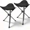 2 Pack Camping Stools, 22.4" Extra Tall Tripod Stool for Adults | 600D Oxford, Water-Repellent & Rust-Resistant, 250lbs Capacity, 2.6lbs Each, Folds to 27in, for Camping Fishing Hiking Golf