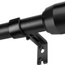 Matte Black Curtain Rod Itself is 30-144 inch 2 Pack, Fit 30 to 142, 66 to 120 inch Windows with 1 Inch Diameter Heavy Duty Adjustable Telescopic Rod, 1 Inch Diameter Splicing Extra Long
