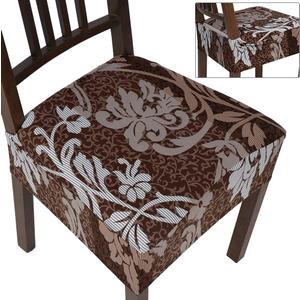 SearchI Stretch Dining Chair Seat Covers Set of 6, Soft Removable Washable Seat Covers for Dining Chairs, Dining Room Seat Cover Protector (No Rear, Brown) (6pcs)
