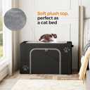 Cat Litter Box Enclosure with Cat Bed; Hidden Enclosure Litter Tray in Living Room, Bedroom, Corner; Kitten Washroom Fit Most of Litter Box; Large Pet Litter Box Pee Shield