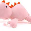 PopMeme Weighted Dinosaur Plush Throw Pillow 24" 3.5lbs, Pink Dinosaur Weighted Stuffed Animal, Cuddle Plushies for Kids Birthday (XX-Large)