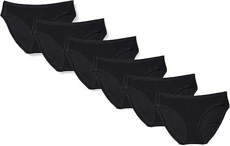 Essentials Women's Breathable Cotton Bikini Brief Underwear with Full Coverage, Pack of 10, Black, XLarge