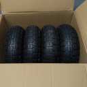 GICOOL 4.10/3.50-4" Tire and Wheel, 10" Pneumatic Tire, 4 Pack, with 2 1/4" Offset Hub, 5/8" Axle Bore Hole, Sealed Bearings for Hand Truck Trolley Dolly Garden Wagon Cart Wheel Replacement